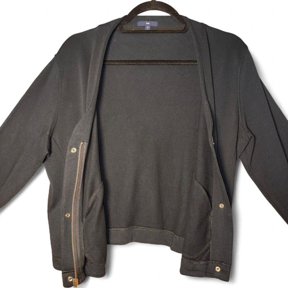 GAP 2011 Cropped Zip Cardigan Sweatshirt Hybrid Black Slouchy Size Large - Picture 5 of 10